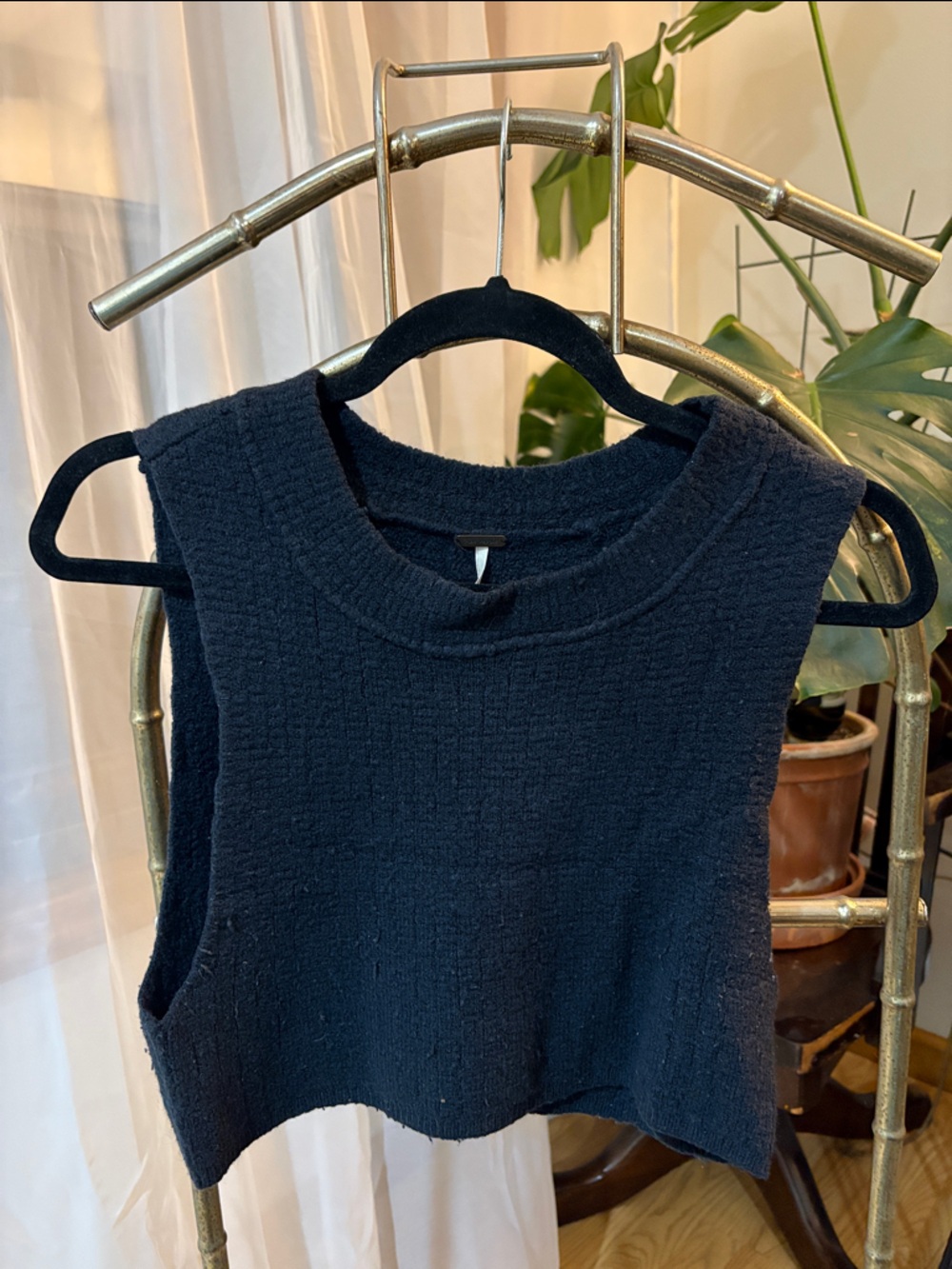 Free People Black Crop Sweater Tank